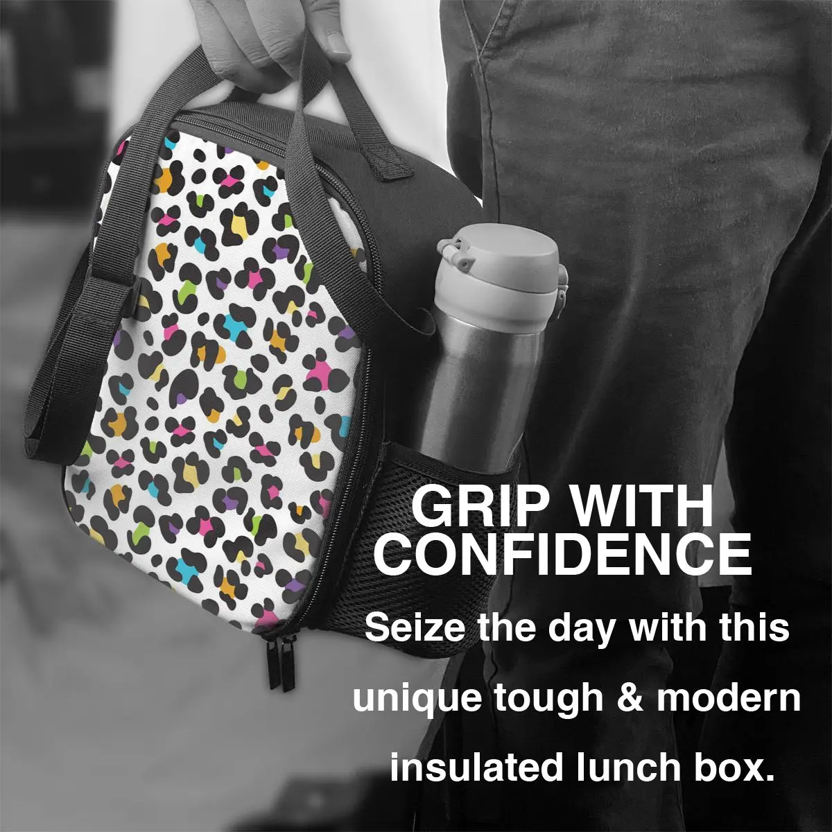 البرتقال ليوبارد أكياس الغداء معزول بينتو صندوق مقاوم للماء حقيبة الغداء مانعة للتسرب نزهة أكياس حقيبة حرارية للمرأة فتاة السفر #5