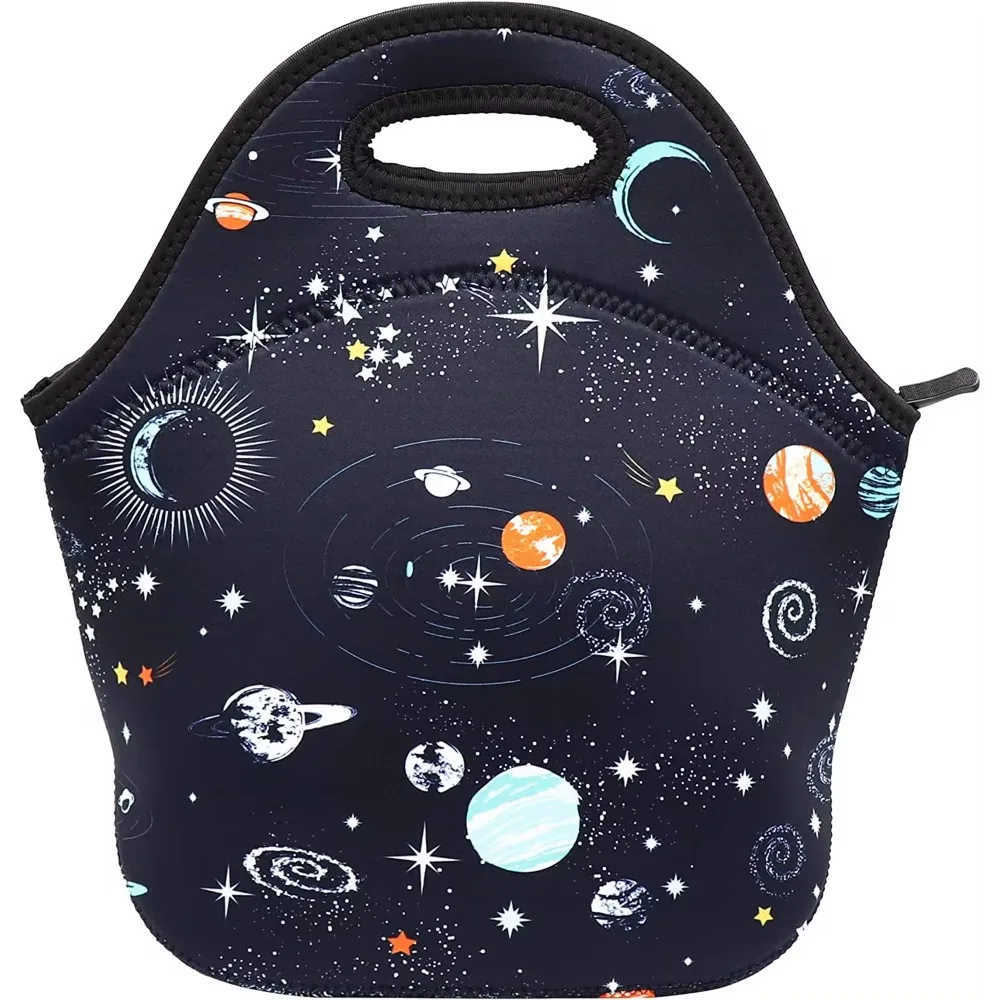 Neoprene Lunch Bag for Kids Insulated Lunch Box Tote for Women Men Adult Teens Boys Teenage Girls Toddlers Space planet