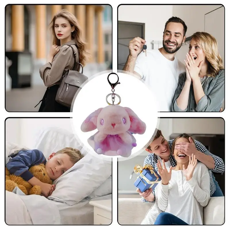 Plush Keychains For Backpacks Funny Gradient Color Plush Toy Keychain Small Plush Keychain Creative Purse Backpack Charm