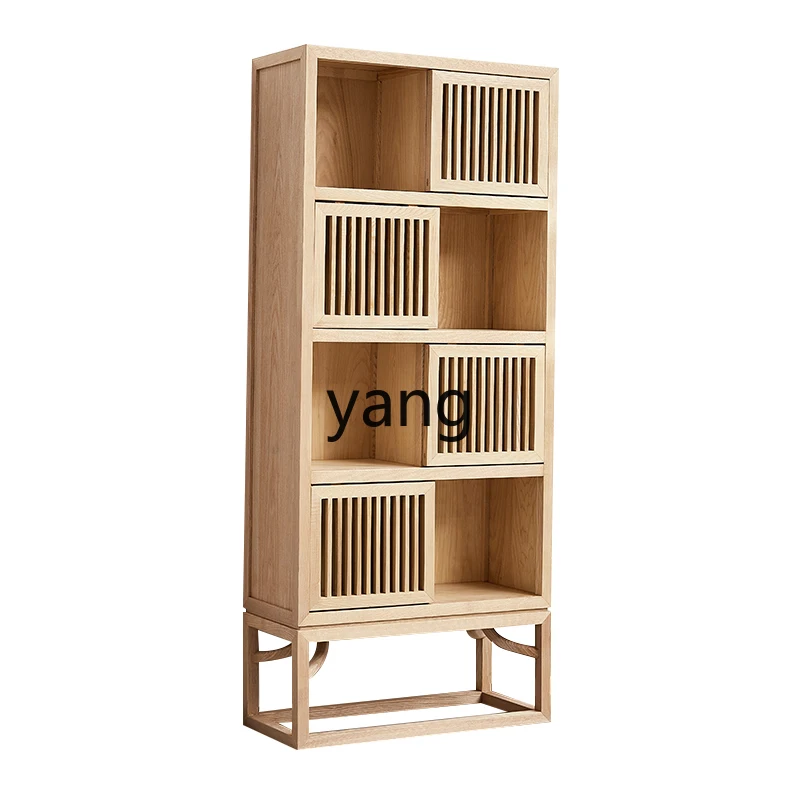 lmm new Chinese ash wood locker antique push-pull display cabinet solid wood simple museum cabinet