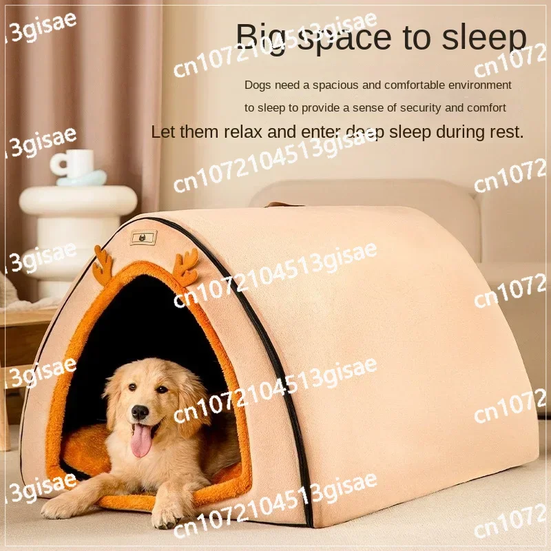 

Kennel Autumn and Winter Warm Large Dog Winter House Removable and Washable Closed Bed House Villa Cat Nest Pet Tent Accessories