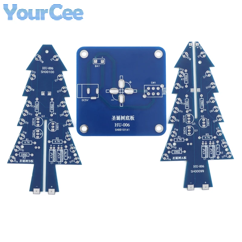 DIY Xmas Tree Kit Parts RGB Production 3D Colorful Christmas Tree LED Flash Circuit Welding Soldering Practice Learning  Suit