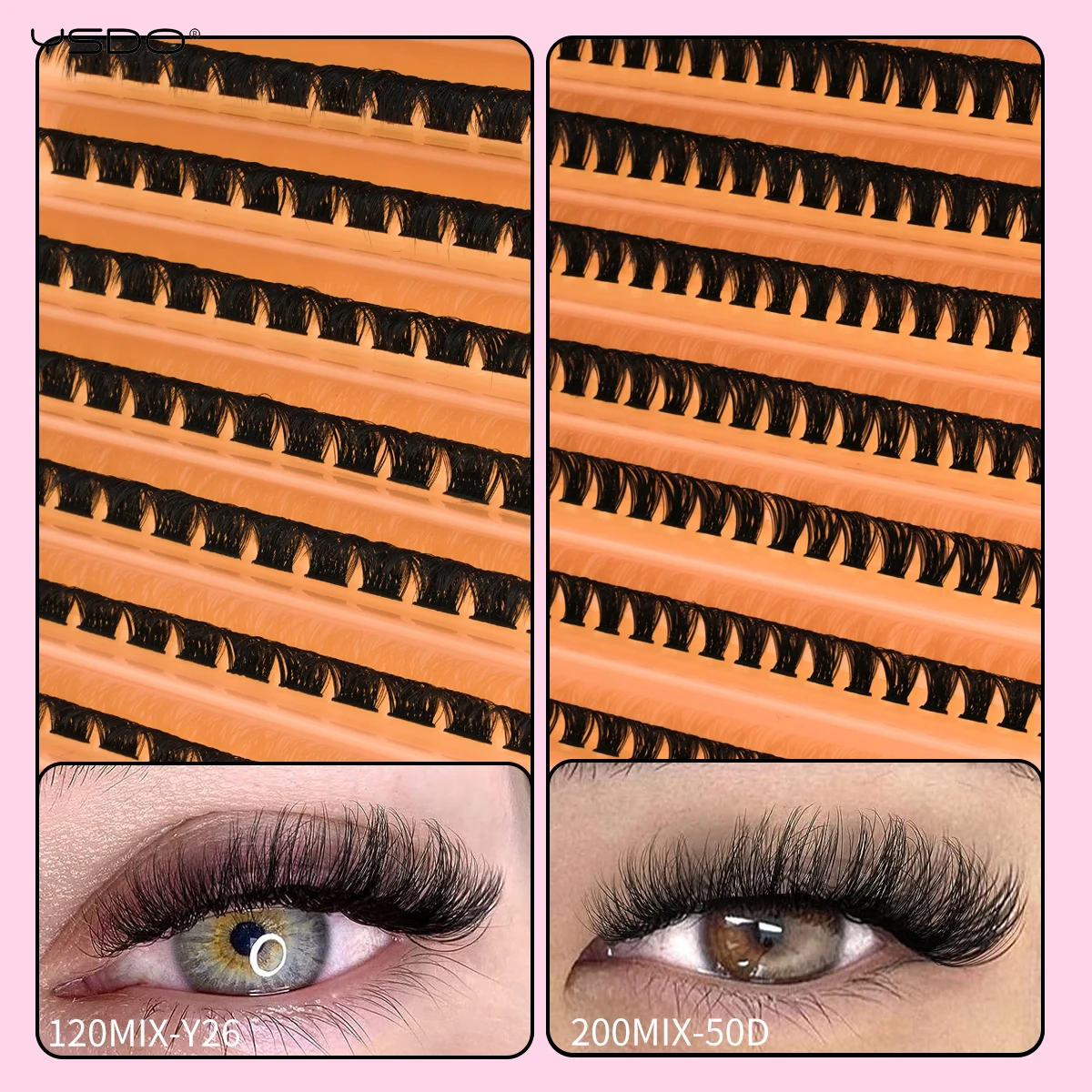 Fluffy Lash Clusters Extensions Kit ซีลและ Bond 2 in1 ขนตาหนากลุ่ม Wispy Lashes ปลอม Cils เครื่องมือแต่งหน้า