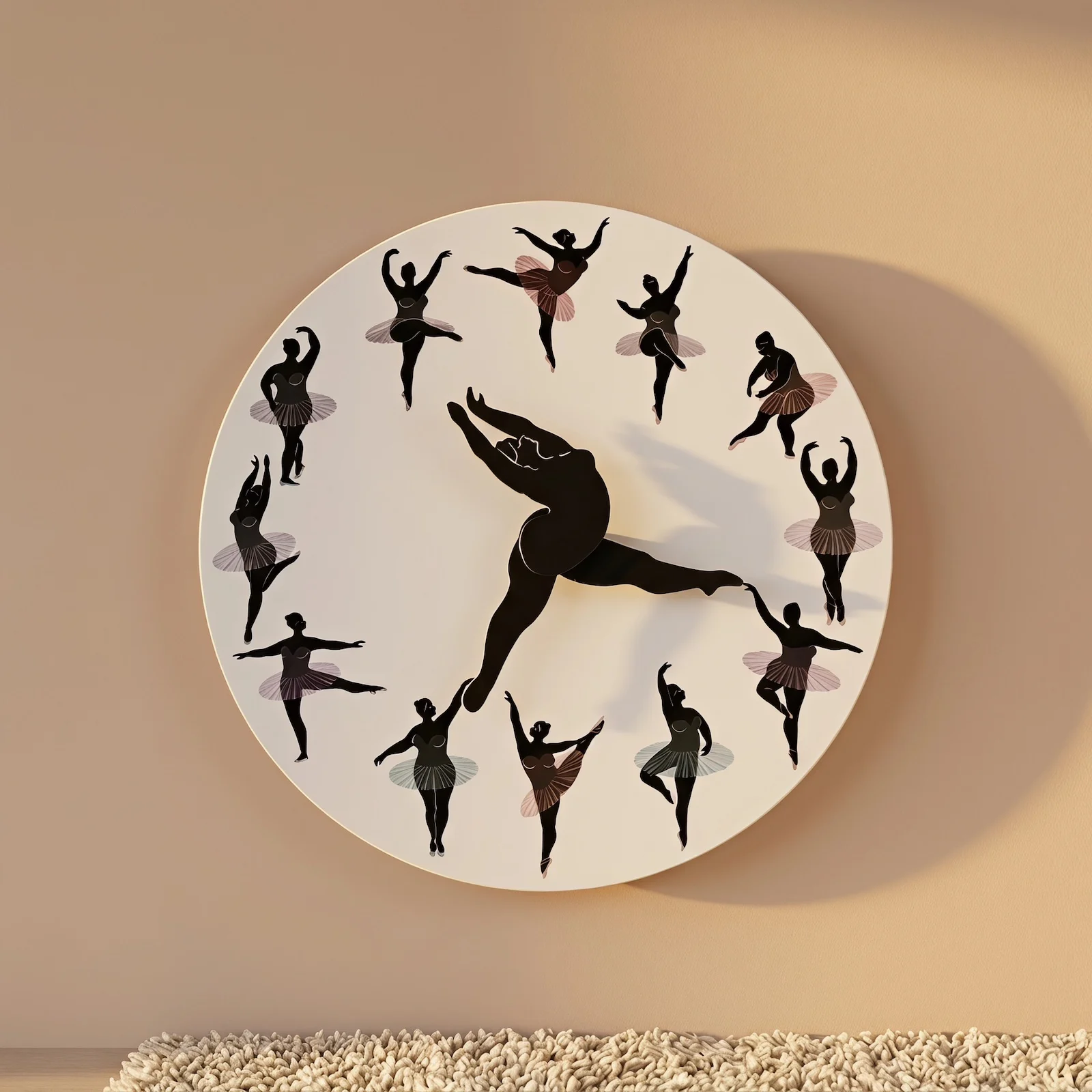 Plus‑Size Ballerina Dancing Wall Clock Decorative Silent Quartz Wall Clock for Girls Bedroom Dance Studio Ballet Dancers Gift