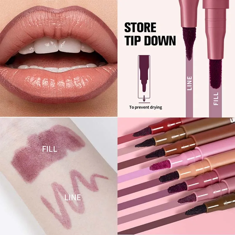 Trucco da donna Matita per labbra rosa Matita per labbra impermeabile Contorno labbra Macchia per labbra Penna per rossetto Matita per labbra morbida marrone opaco ad alto pigmento