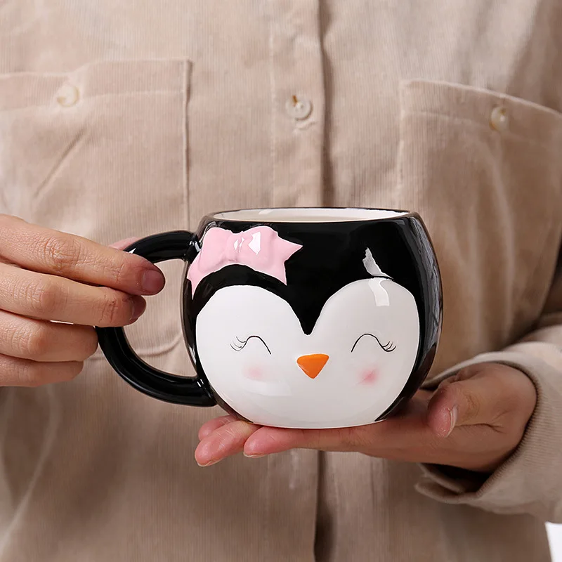 Cartoon Ceramic Cup Penguin Shaped Mug Cute Penguin Milk Cartoon Office Cups Drinkware Christmas Gift