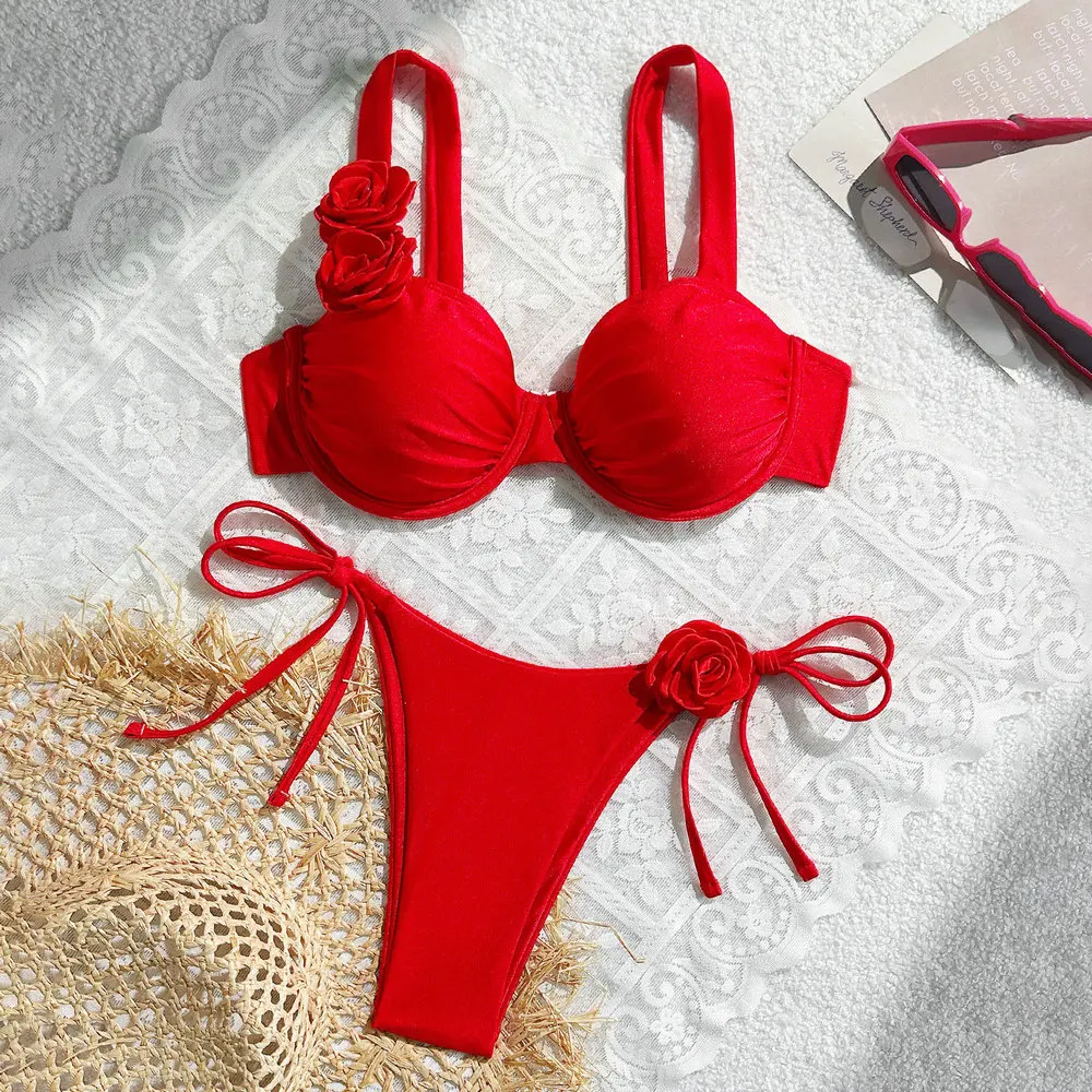 

Sexy Red Micro Bikini 2024 Women Swimsuit Female Swimwear Thong Bikinis Set Brazilian Beach Wear Bathing Suit Strings Biquini