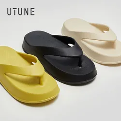 UTUNE-Chinelos Antiderrapantes para Homens e Mulheres, Chinelos Ao Ar Livre, Slides De Plataforma De Borracha EVA, Almofada Grossa, Sapatos De Verão