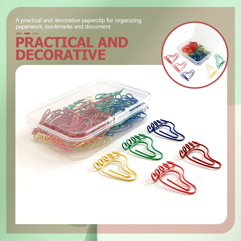 Imagem -04 - Little Feet Paper Clip Clipes de Papelaria Fastener Triangle Binder Clamp Modelagem Colorida Documento 30 Pcs