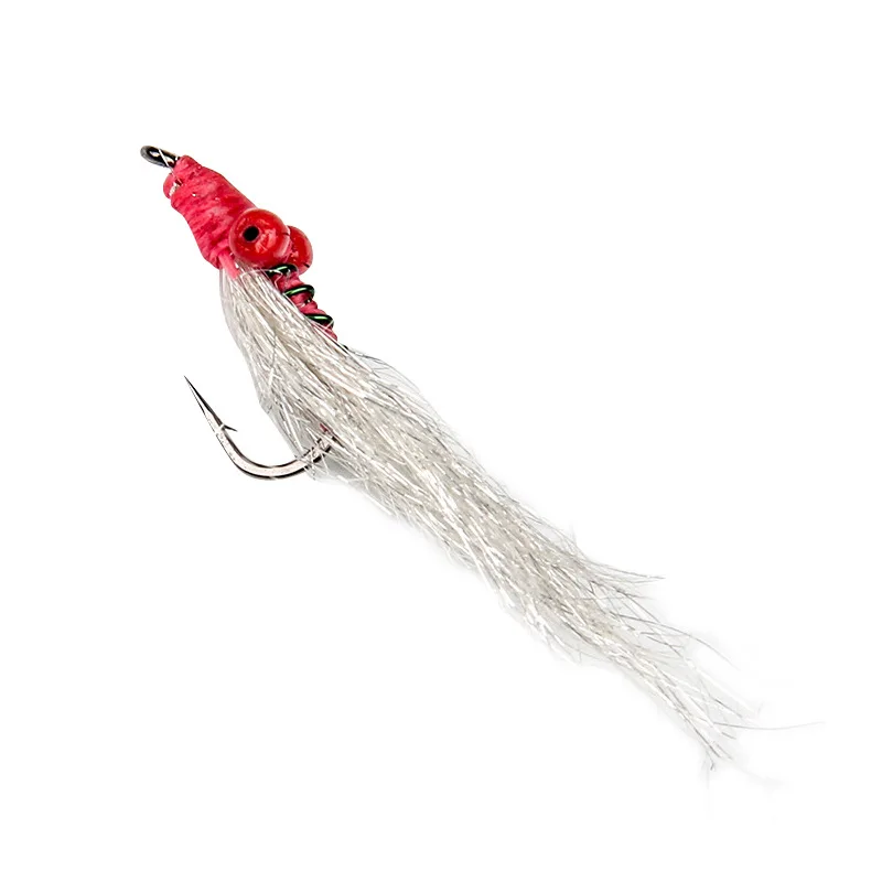 Crazy Charlie Fly Hook Silver Nail Ice Silk Shrimp Lure Red Tail Green Slightly Beading Fish Hook Lure Lure