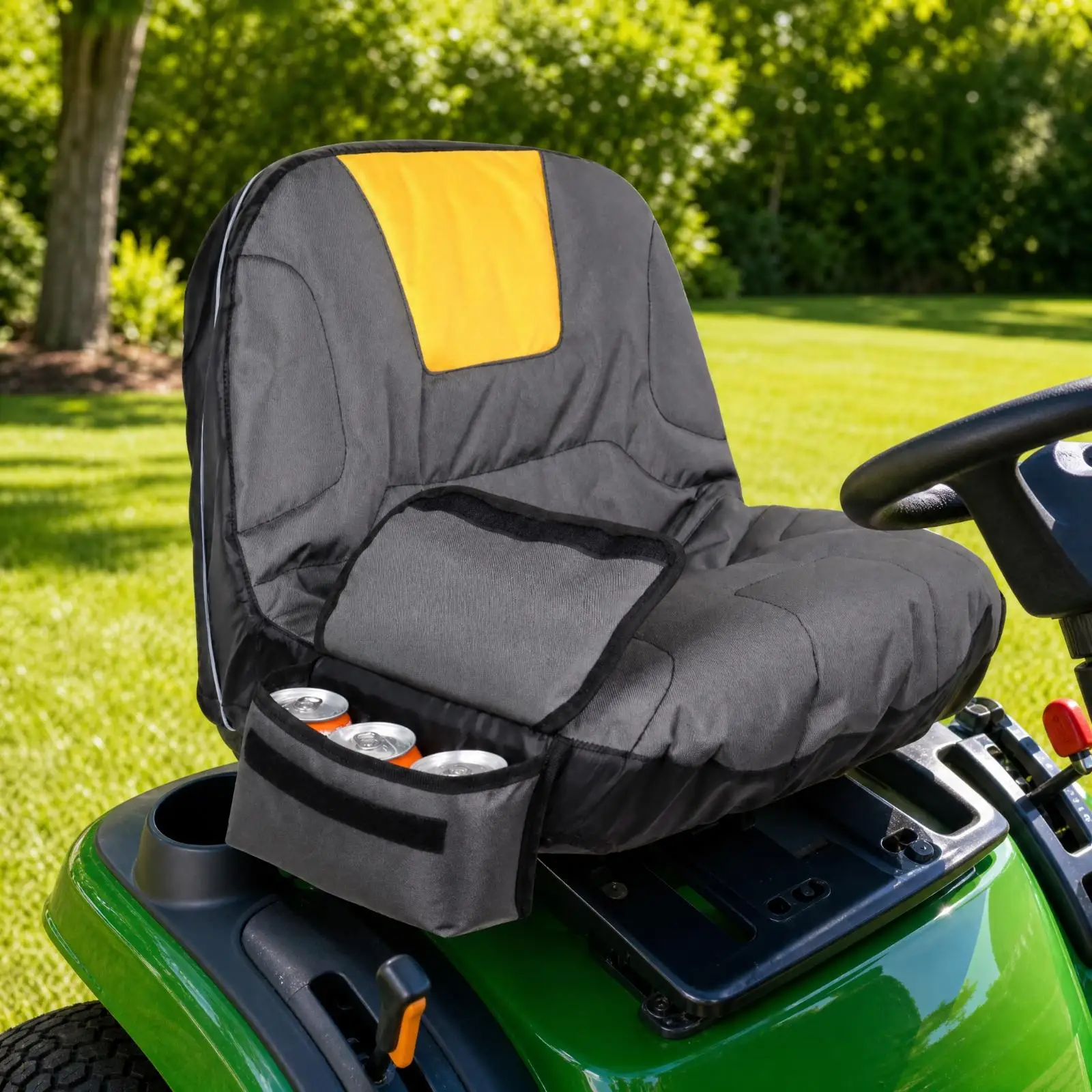 Padded Oxford Cloth Tractor for seat Cover with Storage Pockets for Riding Lawn Mower Comfort Fit