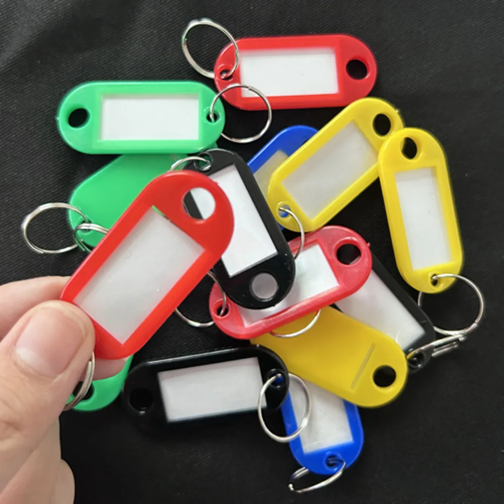 60 Pcs Keychain Key Tags With Labels Colorful Plastic Key Identifiers Luggage Bag Accessories DIY Numbered Name Baggage Tag