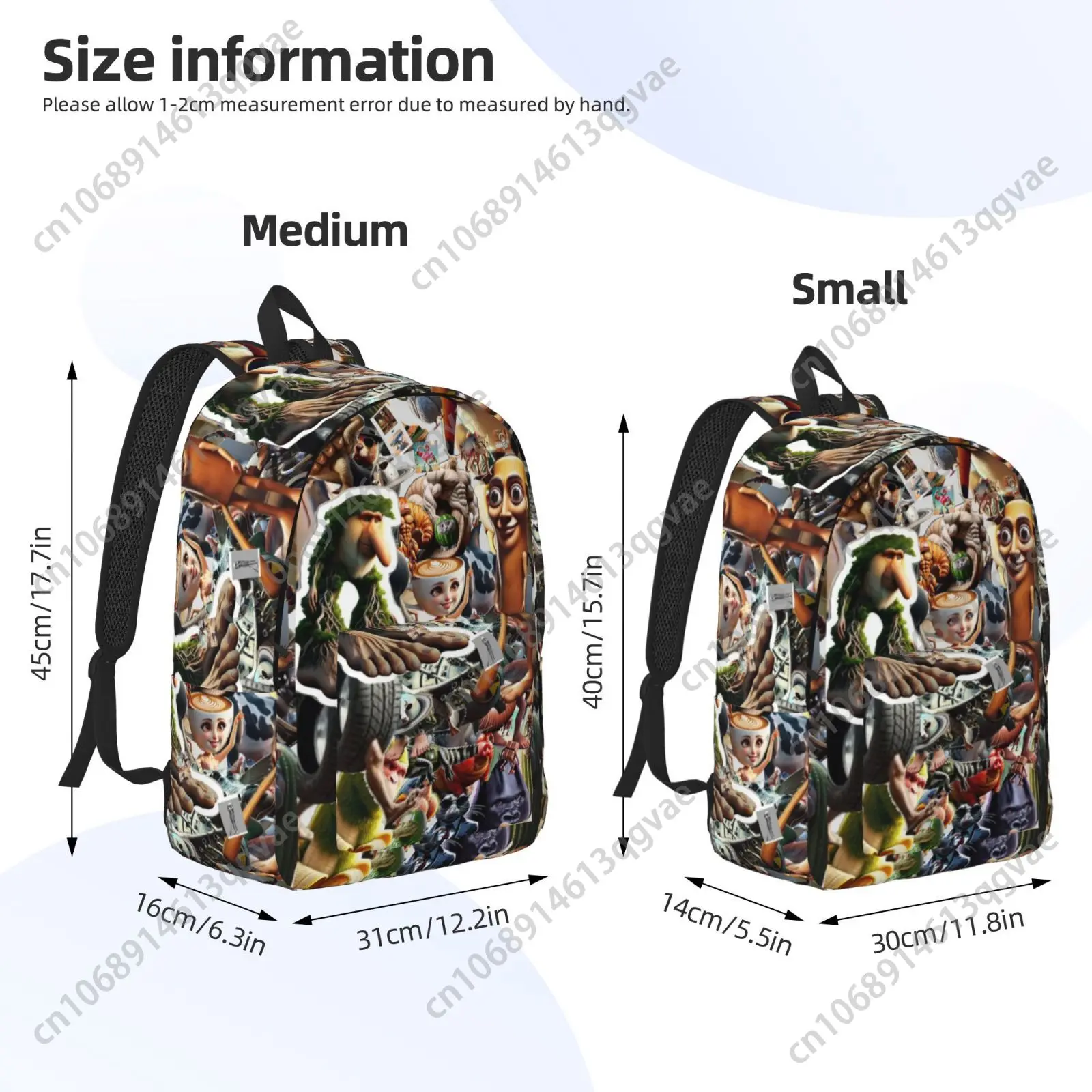 Abstract Italian Brainrot AI Custom Canvas Lightweight Backpack Fashion Durable Student Men Women Business Daypack