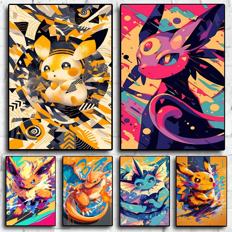 

Canvas Posters Pokemon Pikachu Cartoon Character Images Colorful HD Prints Home Bedroom Decoration Children's Gift Classic