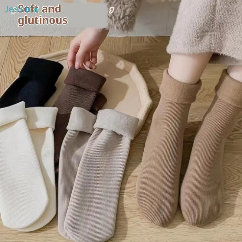 

♥ ♥ 5 пар осенне-зимних женских толстых японских модных простых однотонных универсальных удобных теплых прямых зимних носков-трубочек