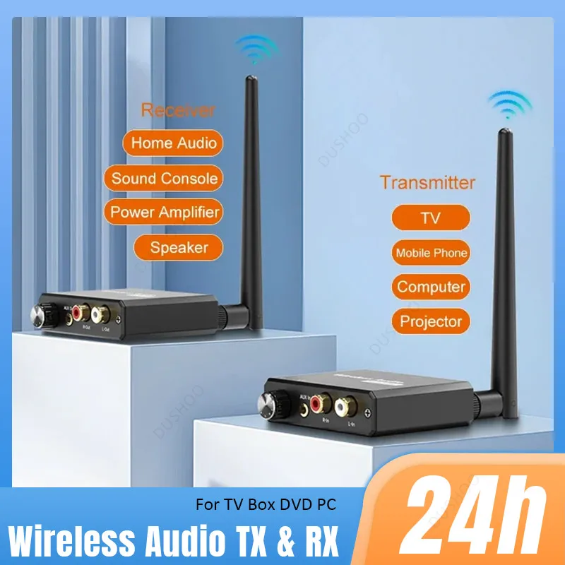 Digital Wireless Audio Transmitter And Receiver 50M 2.4G Wireless Audio Adapter With 3.5mm R/L RCA Converter For TV Box DVD PC