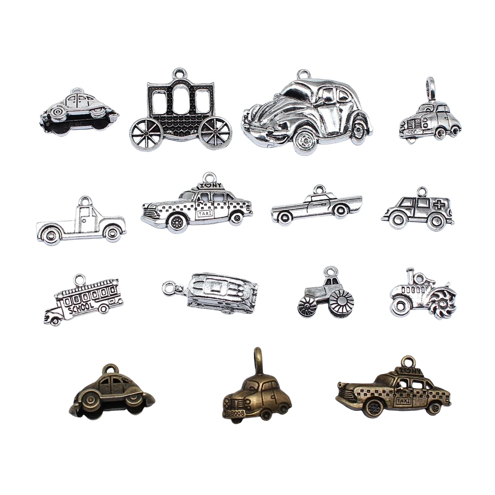 10pcs Taxi Car School Bus Ambulance Charms For Jewelry Making Pendants Antique Jewelry Making DIY Handmade Craft