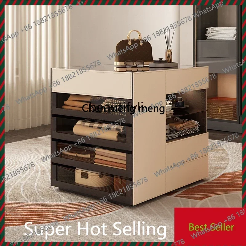 Modern Light Luxury Cloakroom Middle Island Cabinet Small Apartment Bedroom Floor Display Cabinet Household Minimalist Storage