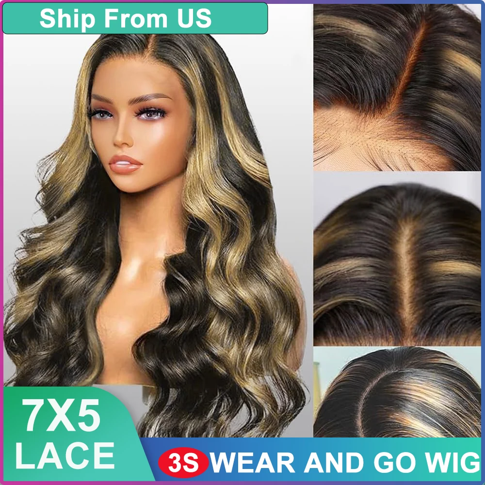 FABA Glueless Wigs Human Hair 1B/27 Highlight Wig Body Wave Human Hair Wigs 40Inch Lace Front Human Hair Wig For Women Mixed Wig