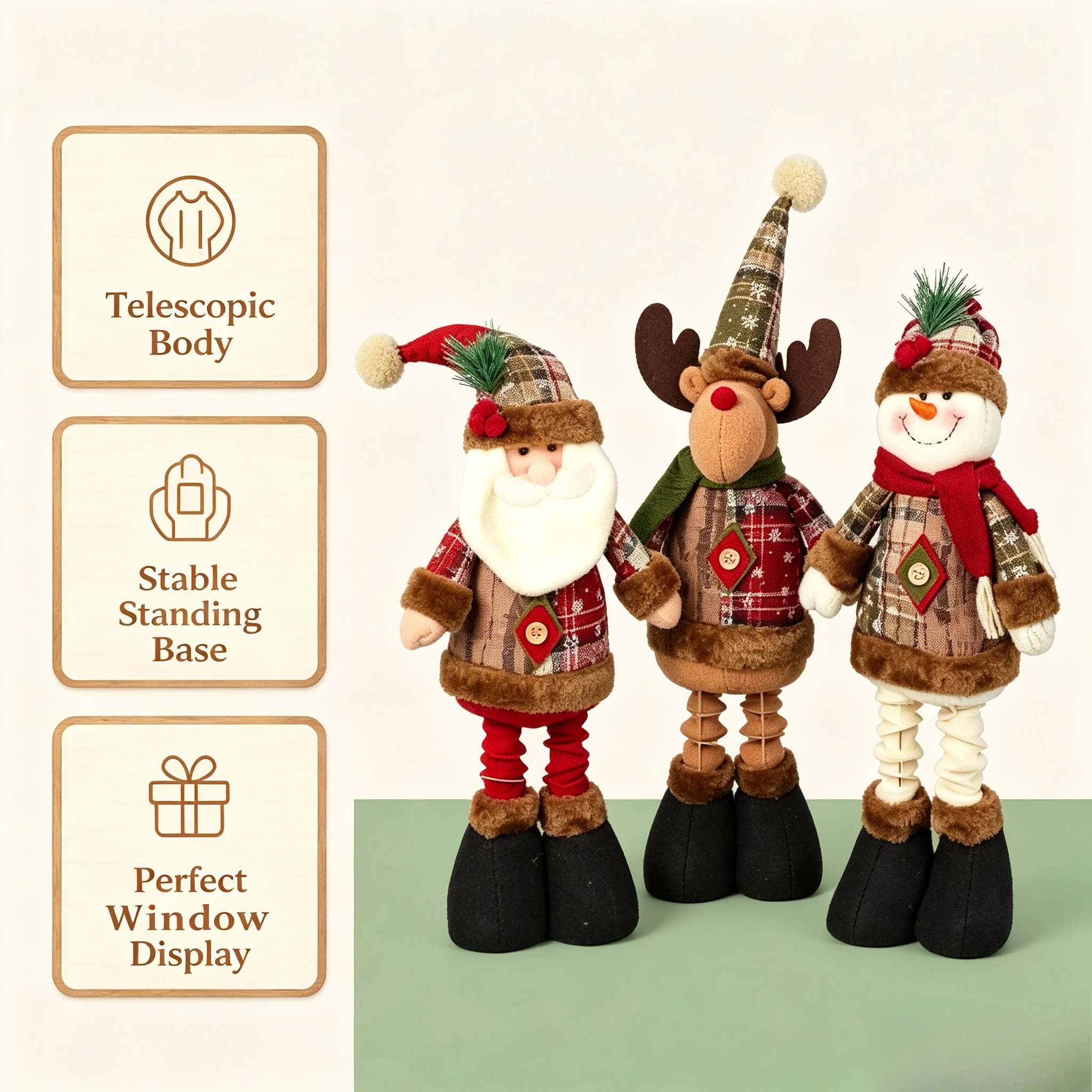 2026 Weihnachten Ausziehbare Teleskop-Weihnachtspuppe Ornament Festliche Tischdekoration für Zuhause Navidad Noel Neujahrsgeschenk für die Familie