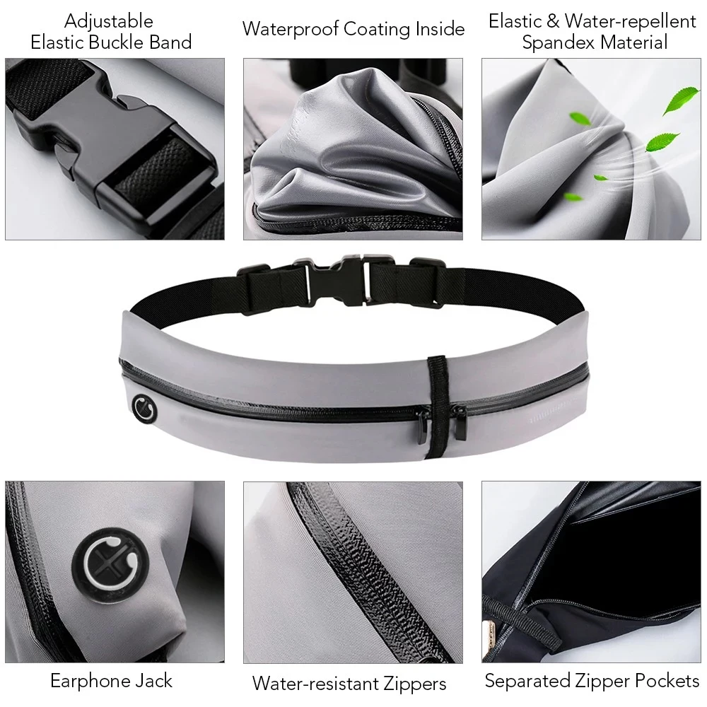 1PC Cycling Waist Pack Double Pocket Waterproof Phone Belt Nylon Casual Small Bag Traveling Running Hiking Sport Traveling