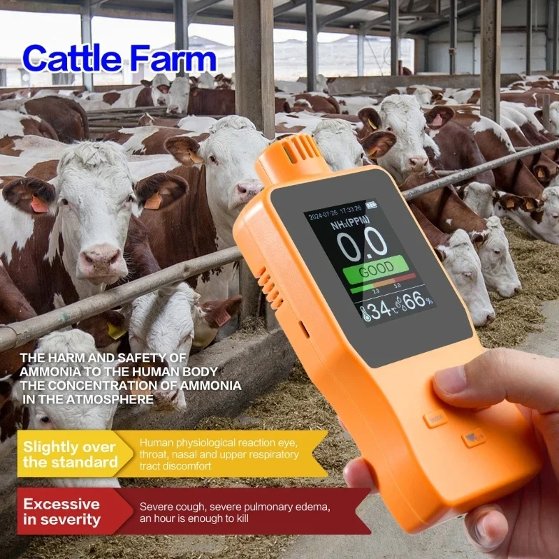 

Professional NH3 Gas Detector with Alarm Device, LCD Screen Ammonia Test Meter and Temperature Humidity Meter for Safety