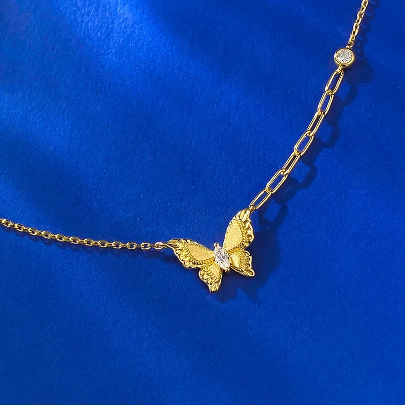 

New S925 silver gold-plated plant series, Gulas dreamy butterfly necklace, fashionable and versatile, high-end Jewelry