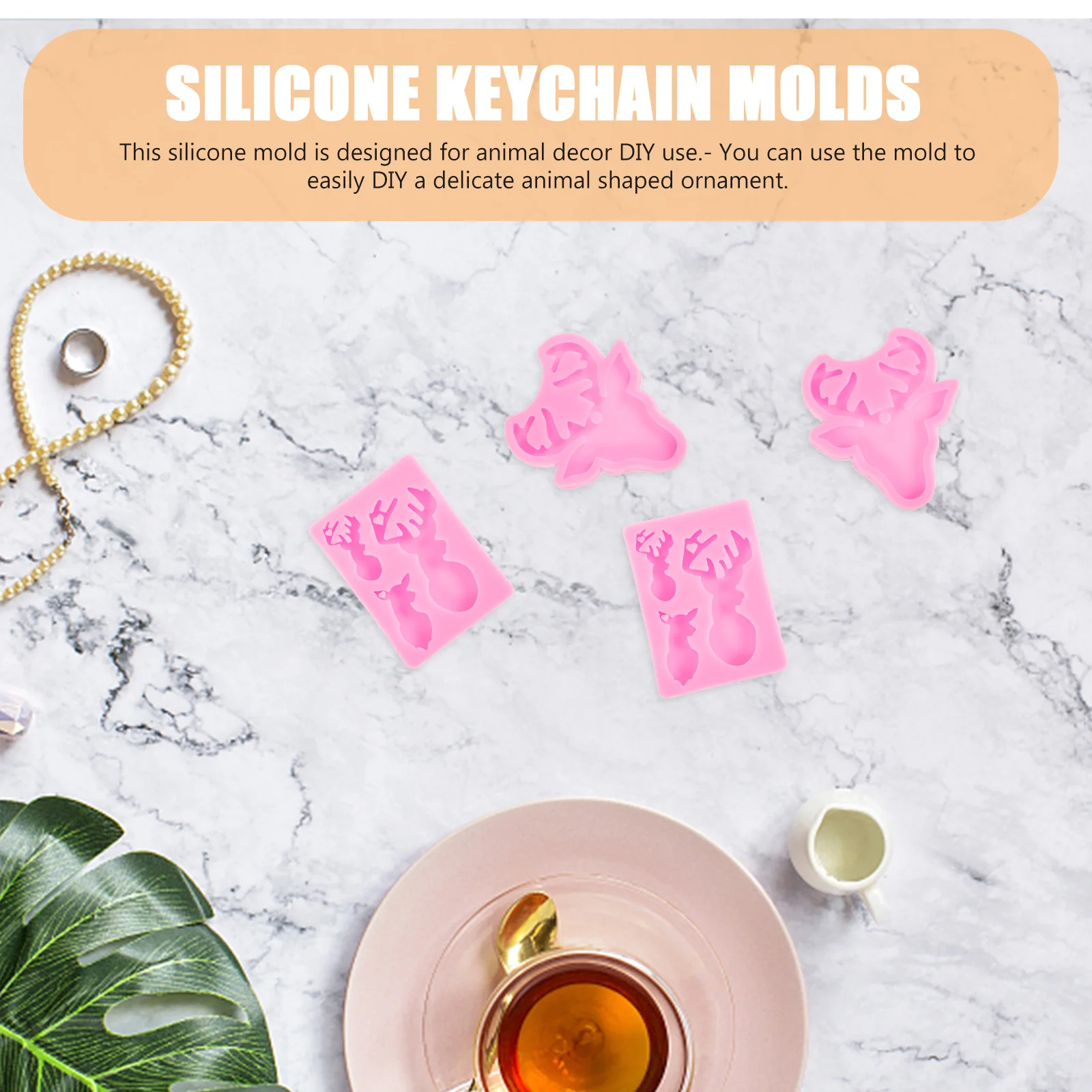 1 مجموعة الغزلان رئيس قالب من السيليكون DIY بها بنفسك الحرف راتنجات الايبوكسي الصب مرنة دائم الحيوان ديكور قوالب سلسلة مفاتيح من السيليكون