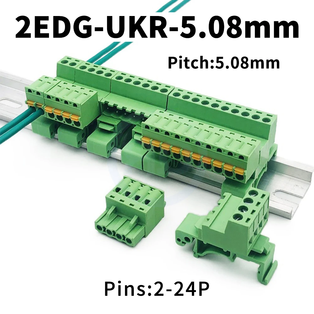 

(5 pcs) KF 2EDG-UKR-5.08MM Rail Mount Plug-In Terminal Block 2EDGKD 15EDG-UKR Screwless Rail Docking KD Plug 2-24Pin