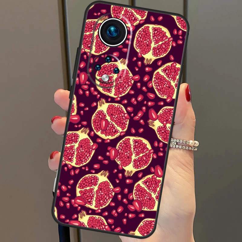 tropical pomegranate pattern Case For Honor X8b X9b 90 70 50 Magic 5 Pro Magic 6 Lite X6 X7 X8 X9 X6a X7a X8a X9a Cover