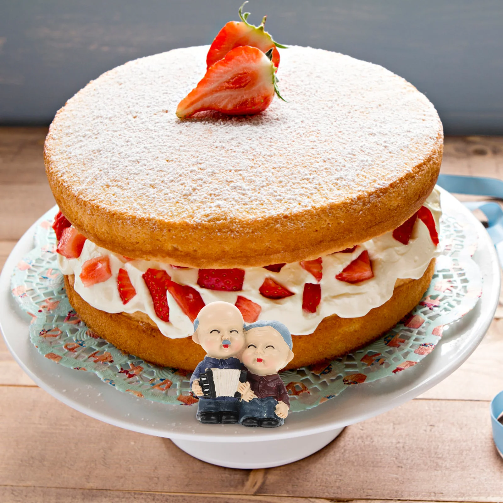 

Party Cake Resin Topper Decorative Insert Cards Elderly Couple Statue Decorations