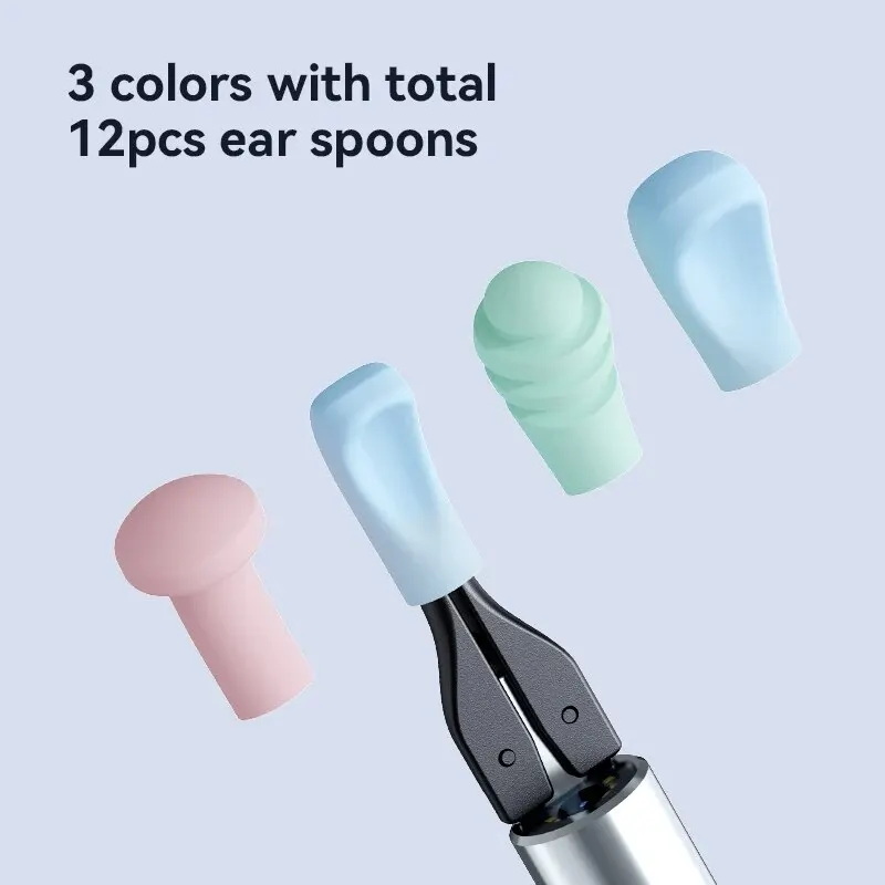 Ear Cleaner Tweezer with Camera Ear Wax Removal Otoscop with Light 3.2mm Silicone Ear Spoon Ear Cleaner Visible Tweezer Cleaning