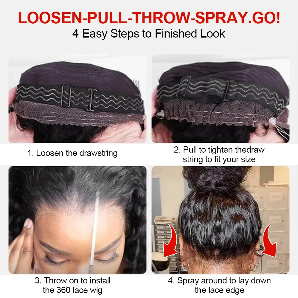 مجعد 360 HD شعر مستعار دانتيل كامل شعر الإنسان حزام غير مرئي موجة عميقة الباروكات الأمامية شعر الإنسان للنساء السود قبل قطعها الطبيعة الأسود