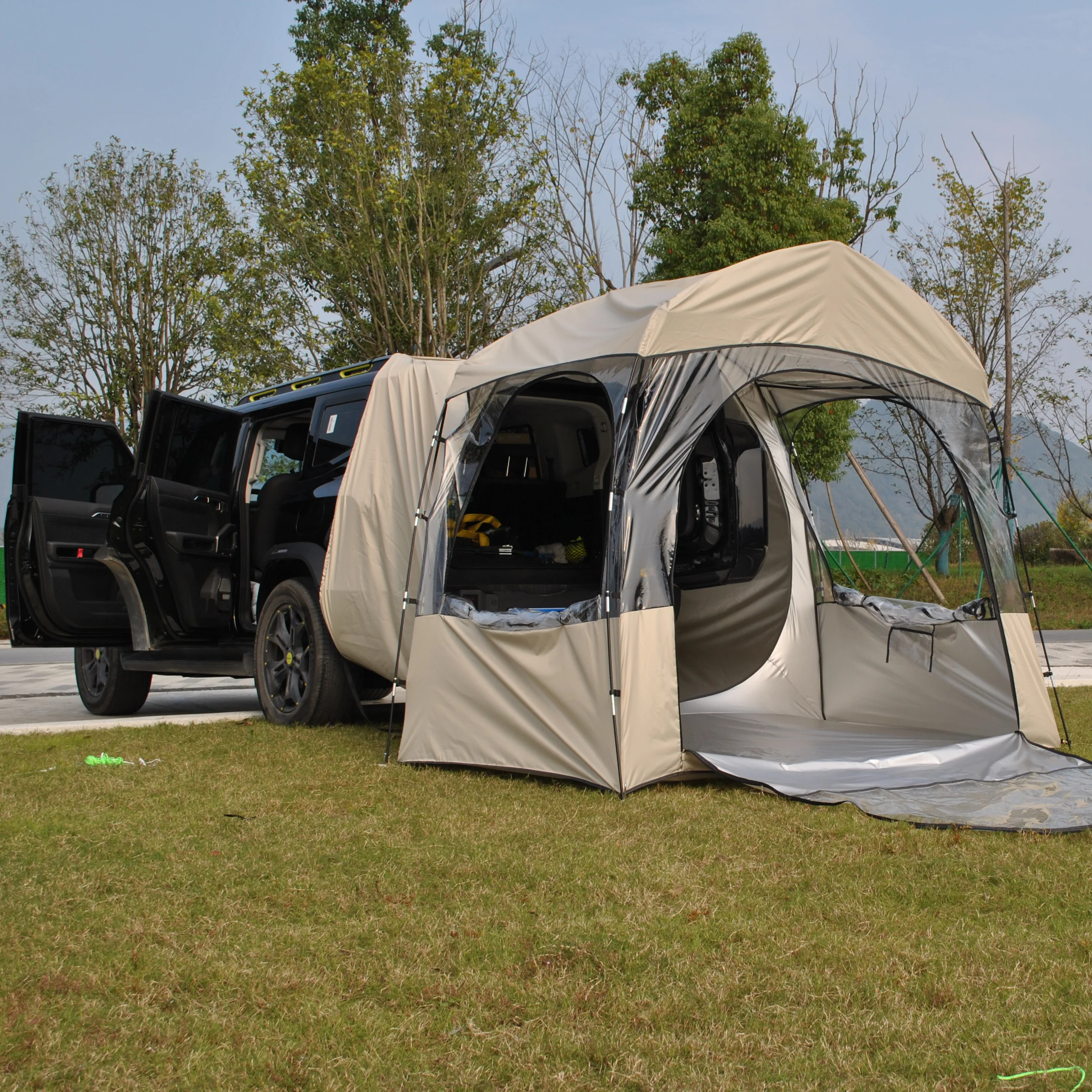خيمة SUV خارجية تتسع لـ 3-4 أشخاص، خيمة سيارة فقاعية شفافة من مادة PVC بطول 6.8 أقدام، خيمة الباب الخلفي لسيارات الدفع الرباعي، خيمة خلفية شفافة لخيمة رياضية