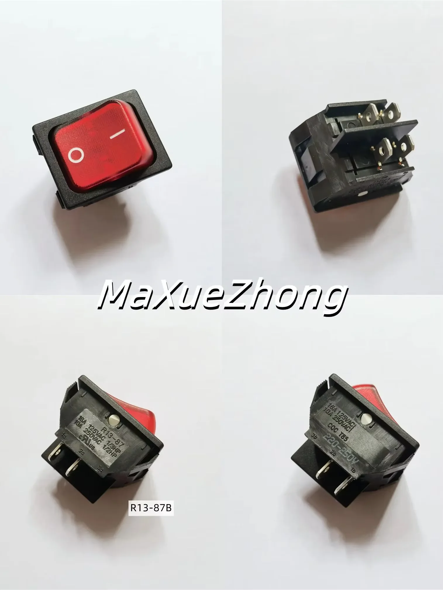 

Original new 100% rocker switch R13-87 open hole 22x30MM double road R13-87B red ligth 220V