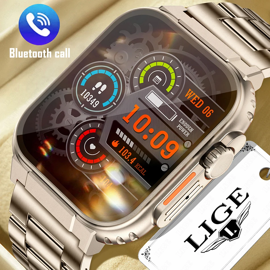 LIGE الموسيقى المحلية ربط TWS Smartwatch رجل إمرأة سوار AMOLED HD شاشة ساعة ذكية الرجال الرياضة بلوتوث دعوة 600 mA البطارية