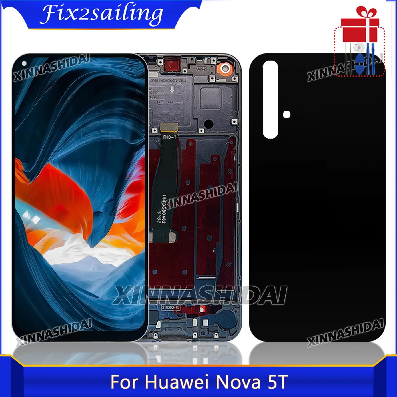 Für Huawei Nova 5T LCD-Display Touchscreen-Rahmen Batterieabdeckung Gehäuse YAL-L21/L61/L71 Bildschirm-Ersatzteile