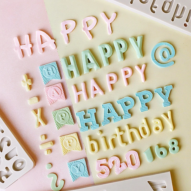 VERIDIAN Baking Cake Silicone Mold Uppercase and Lowercase Letters Texture Digital Fondant Chocolate Mold Cake Decorating Tools