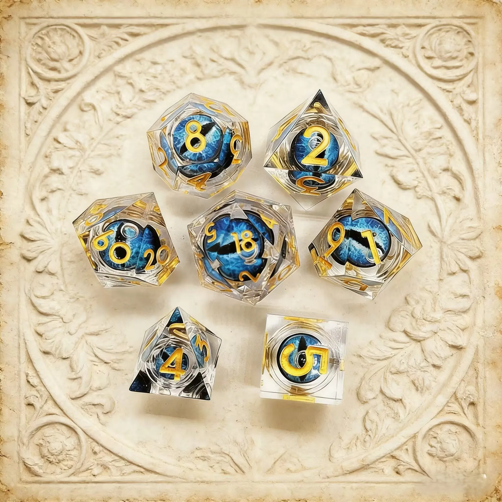 

DND Longan Liquid Core Resin Dice Set, Handmade Polyhedral Dice, Suitable for TRPG Dungeons&Dragons Board Game