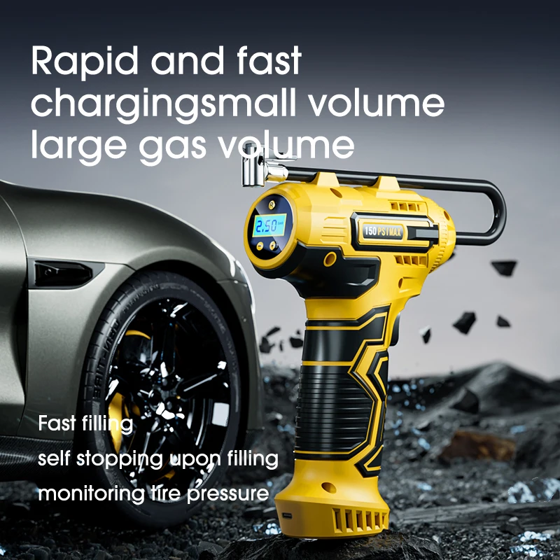 Sale Cordless ABS Tire Inflator Portable Air Compressor Digital Pressure Gauge Emergency Light 150 PSI for Car