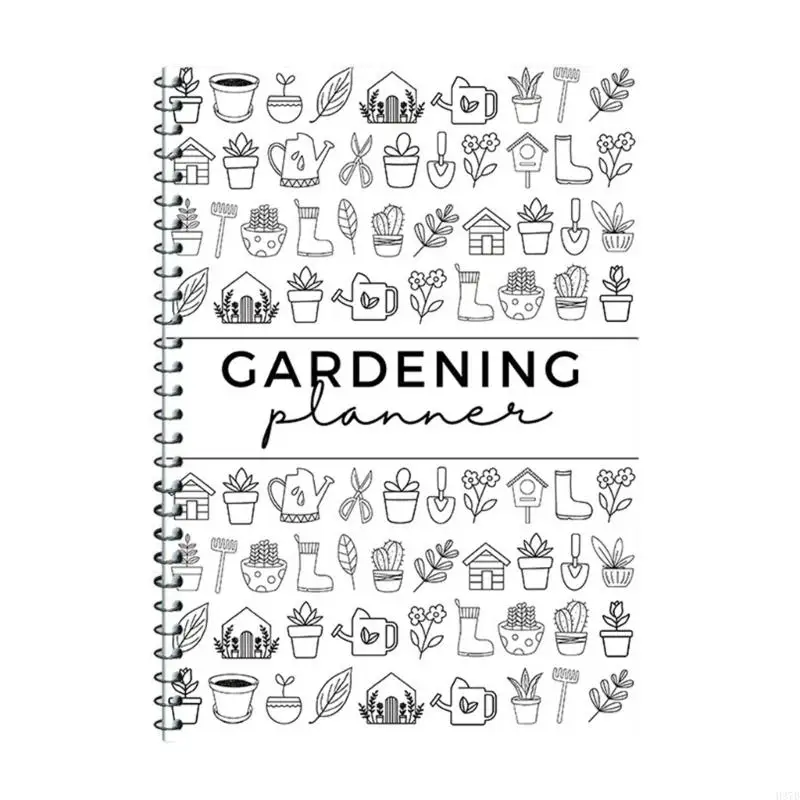 

H37D Garden Diary Book Комплексная планировщик сада 12 -месячный трекеры по уходу за растениями.