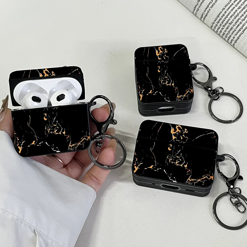 

Luxury Black Gold Marble Pattern Earphone Cover for Apple AirPods Pro 3/Pro 2/Pro Protective Hard Case for AirPods 1/2/3/4 Cases