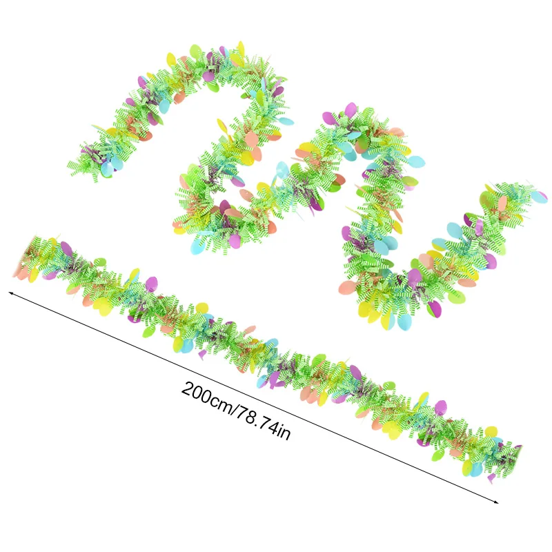 2M Easter Garland Colorful Tinsel Stripe Hanging Ornament DIY Wreath Crafts Spring Easter Home Decoration Kids Gift Rabbit Decor