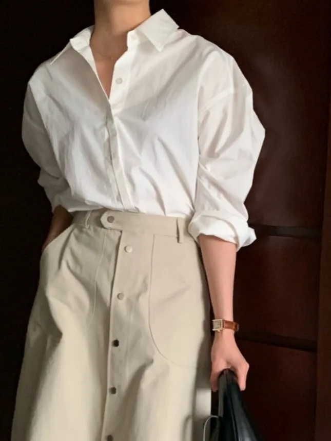 

Early Autumn Long Sve Women's irt Ele Base Layer White High-End Feeling Top Korean Sle Faionable Girls' Clothing