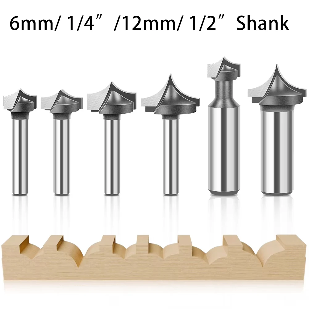 6mm 1/4" 12mm 1/2" Schaftfräser mit runder Spitze für Holzbearbeitung, Fräser zum Profilieren und Abschrägen von Linien