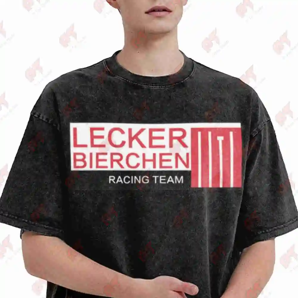 Lecker Bierchen Racing Team Vintage Washed Tee Pure Cotton T-Shirt
