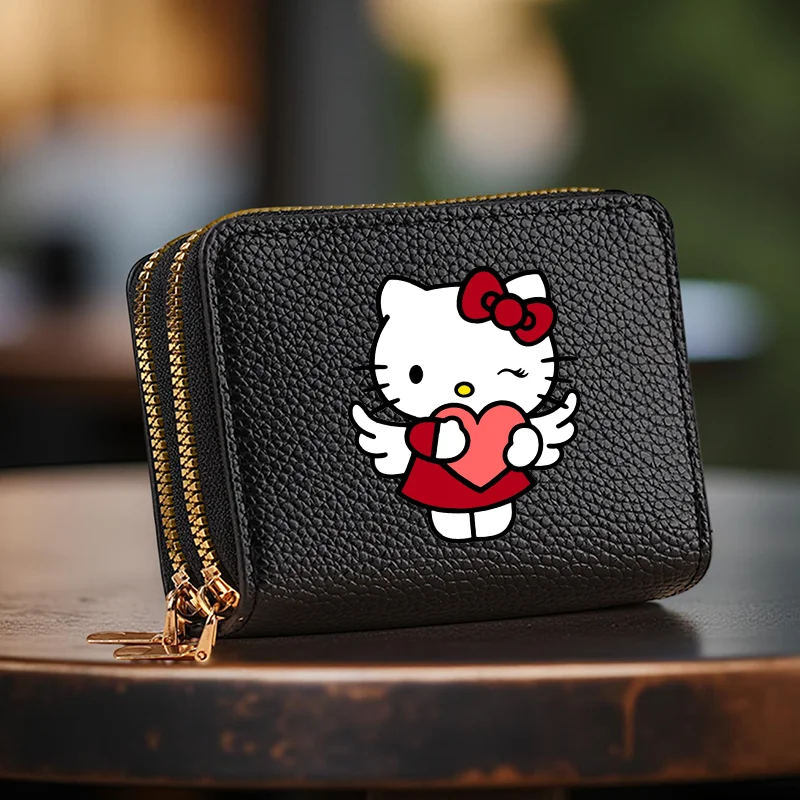 Hello Kitty korte portemonnee met kaartsleuven, portemonnee met dubbele ritssluiting - creditcardhouder met grote capaciteit en munt in verschillende kleuren
