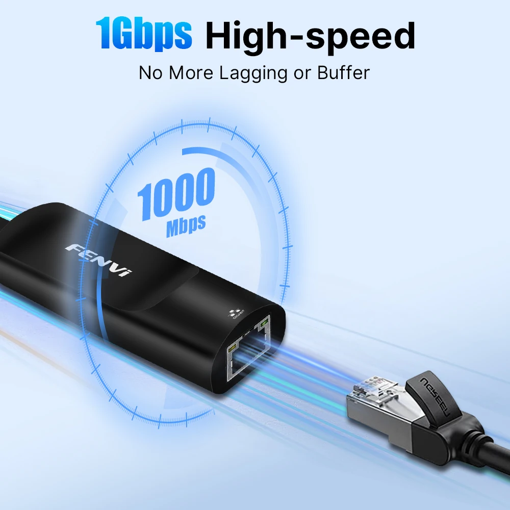 FENVI USB 3.0 cablato USB a Rj45 Lan Ethernet Adattatore RTL8153 1000Mbps Driver Scheda di rete gratuita per PC portatile MacBook Windows