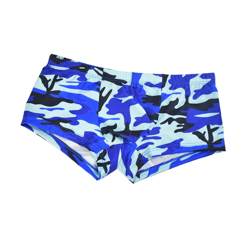 Calzoncillos de camuflaje para Hombre, Bóxer Sexy de seda de hielo con bolsa en U, de cintura baja, Cuecas
