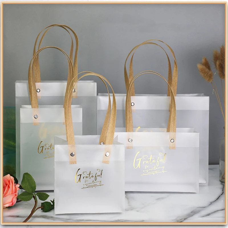 

10pcs Transparent Gift Bags For Wedding Christmas Birthday Party Holiday Gold Stamp Gifts Packaging Bag Give Guests Souvenir Bag